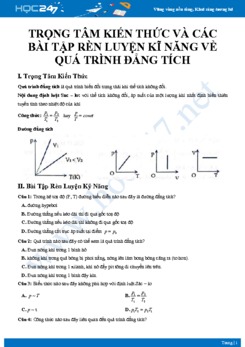 Trọng tâm kiến thức và các bài tập rèn luyện kĩ năng về Quá trình đẳng tích môn Vật lý 10