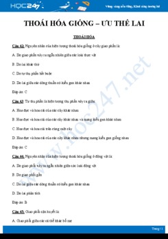 30 Câu hỏi trắc nghiệm ôn tập chủ đề Thoái hóa giống và ưu thế lai Sinh học 9 có đáp án
