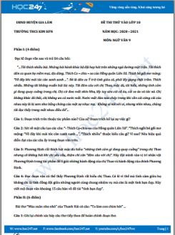 Đề thi thử vào lớp 10 năm học 2020 môn Ngữ Văn - Trường THCS Kim Sơn (Đề số 2)