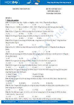 Bộ 8 đề ôn tập HK2 năm 2020 môn Hóa học 9 Trường THCS Sơn Hà