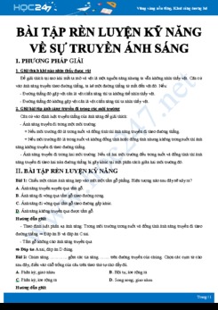 Phương pháp giải và bài tập rèn luyện kỹ năng về Sự truyền ánh sáng môn Vật lý 7 có đáp án
