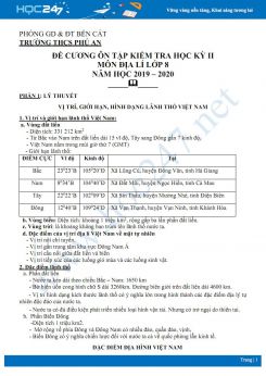 Đề cương ôn tập HK2 môn Địa lí 8 năm 2019-2020 - Trường THCS Phú An