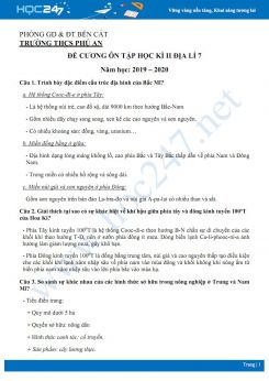 Đề cương ôn tập HK2 môn Địa lí 7 năm 2019-2020 - Trường THCS Phú An