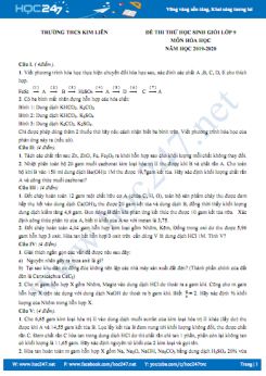 Đề thi thử HSG năm 2020 môn Hóa học 9 Trường THCS Kim Liên Lần 2