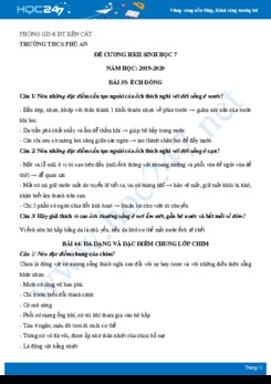 Đề cương ôn tập HK2 môn Sinh học 7 năm 2019-2020 - Trường THCS Phú An