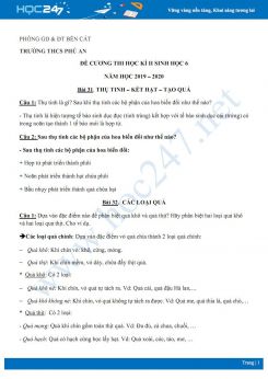 Đề cương ôn tập HK2 môn Sinh học 6 năm 2019-2020 - Trường THCS Phú An