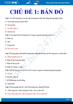 17 Câu hỏi trắc nghiệm ôn tập chủ đề Bản đồ Địa lí 10 có đáp án