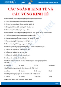 55 Câu hỏi trắc nghiệm ôn tập chủ đề Các ngành kinh tế và các vùng kinh tế Nhật Bản Địa lí 11 có đáp án