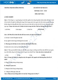 Câu hỏi ôn tập HK2 năm 2020 môn Ngữ Văn 6 - Trường TH&THCS Hồng Phương