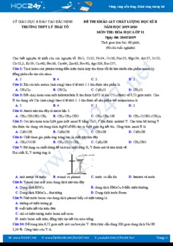 Đề thi KSCL học kì 2 năm 2020 môn Hóa học 11 Trường THPT Lý Thái Tổ