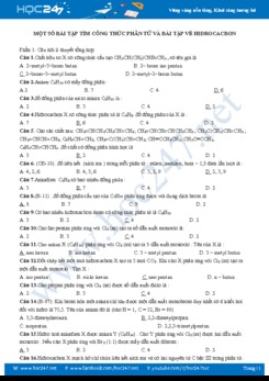 Một số bài tập tìm công thức phân tử và bài tập về Hidrocacbon môn Hóa học 11 năm 2020