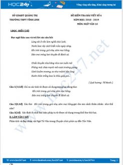 Đề kiểm tra bài viết số 6 năm 2019 môn Ngữ Văn 10 - Trường THPT Vĩnh Linh