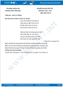 Đề kiểm tra bài viết số 5 HK2 năm 2019 môn Ngữ Văn 10 - Trường THPT Vĩnh Linh