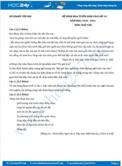 Đề minh hoạ tuyển sinh vào lớp 10 năm 2020 - Sở GD&ĐT Yên Bái