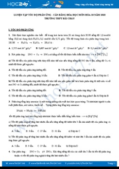 Luyện tập tốc độ phản ứng và cân bằng hóa học năm 2020 môn Hóa 10 Trường THPT Bãi Cháy