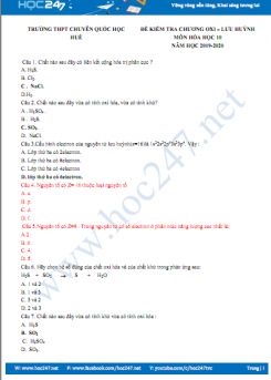 Đề kiểm tra 1 tiết Chương Oxi - Lưu Huỳnh môn Hóa học 10 năm 2020 Trường THPT Chuyên Quốc Học Huế