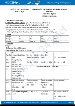 Đề cương ôn tập môn Hóa học 10 - Trường THPT Khánh An