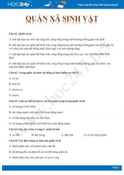29 Câu hỏi trắc nghiệm ôn tập chuyên đề Quần xã sinh vật Sinh học 9 có đáp án