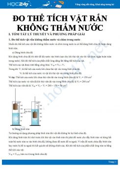 Chuyên đề Lý thuyết và phương pháp giải bài tập Vật lý 6 về Đo thể tích vật rắn không thấm nước