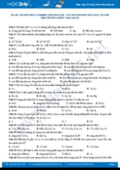Bộ 40 câu hỏi trắc nghiệm ôn tập chuyên đề Oxi - Lưu huỳnh môn Hóa học 10 năm 2020 có đáp án Trường THPT Tam Giang