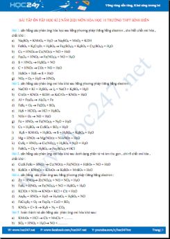 Bài tập ôn tập HK2 năm 2020 môn Hóa học 10 Trường THPT Bình Điền