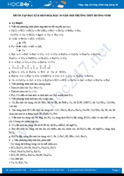 Đề cương ôn tập HK2 năm 2020 môn Hóa học 10 Trường THPT Hương Vinh