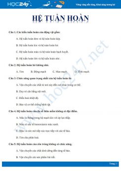 30 Câu hỏi trắc nghiệm ôn tập chủ đề Hệ tuần hoàn Sinh học 11 có đáp án