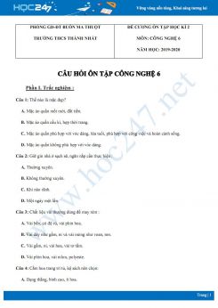 Đề cương ôn tập HK2 môn Công nghệ 6 năm 2020 trường THCS Thành Nhất