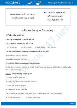 Đề cương ôn tập HK2 môn Công nghệ 7 năm 2020 trường THCS Thành Nhất