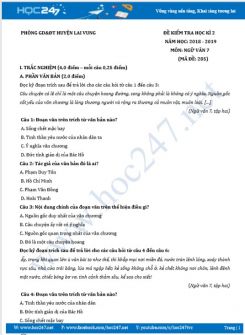 Đề kiểm tra HK2 năm 2019 môn Ngữ Văn 7 - Phòng GD&ĐT huyện Lai Vung (Mã đề 285)