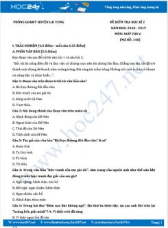 Đề kiểm tra HK2 năm 2019 môn Ngữ Văn 6 - Phòng GD&ĐT huyện Lai Vung (Mã đề 148)