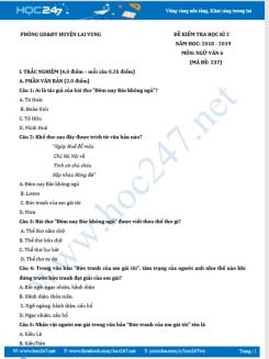 Đề kiểm tra HK2 năm 2019 môn Ngữ Văn 6 - Phòng GD&ĐT huyện Lai Vung (Mã đề 237)