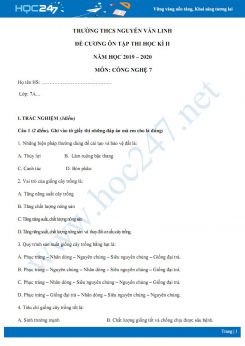 Đề cương ôn tập kiểm tra HK2 môn Công Nghệ 7 năm 2020 trường THCS Nguyễn Văn Linh