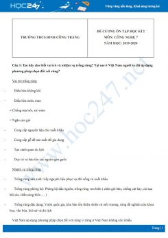 Đề cương ôn tập HK2 môn Công nghệ 7 năm 2020 trường THCS Đinh Công Tráng