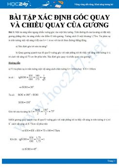Dạng bài tập Xác định góc quay và chiều quay của gương môn Vật lý 7 năm 2020