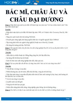 Câu hỏi tự luận ôn tập chuyên đề Bắc MĨ, châu Âu và châu Đại dương Địa lí 7 có đáp án