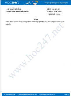Đề ôn tập HK2 năm 2020 môn Ngữ Văn 11 lần 1 - Trường THPT Phan Châu Trinh