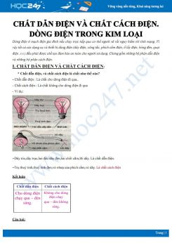 Tổng hợp kiến thức về Chất dẫn điện và chất cách điện. Dòng điện trong kim loại môn Vật lý 7