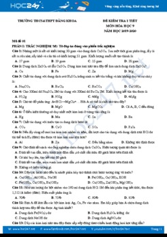 Bộ 4 đề kiểm tra 1 tiết môn Hóa học 9 có đáp án Trường THCS&THPT Đăng Khoa