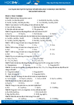 Các dạng bài tập ôn tập học kì năm 2020 môn Hóa học 9 Trường THCS&THPT Hồng Hà