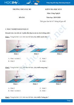 Đề kiểm tra HK2 môn Công Nghệ 8 năm học 2019-2020 có đáp án trường THCS Pắc Bó