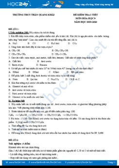 Bộ 3 đề kiểm tra 1 tiết môn Hóa học 9 Trường THCS Trần Quang Khải