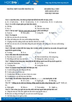 Đề kiểm tra 1 tiết môn GDCD lớp 10 Trường THPT Nguyễn Trường Tộ