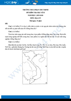 Đề kiểm tra ôn tập HK2 môn Địa lí 9 năm 2020 - Trường THCS Phan Chu Trinh có đáp án