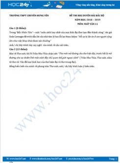 Đề thi HSG năm 2019 môn Ngữ Văn 11- Trường THPT Chuyên Hưng Yên