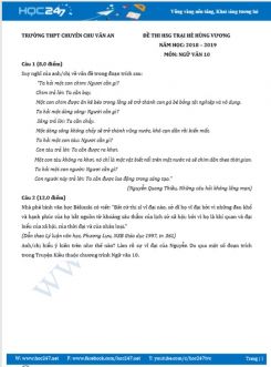 Đề thi HSG năm 2019 môn Ngữ Văn 10 - Trường THPT Chuyên Chu Văn An