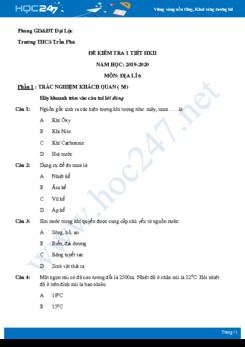 Đề kiểm tra 1 tiết HK2 môn Địa lí 6 năm 2019-2020 - Trường THCS Trần Phú có đáp án