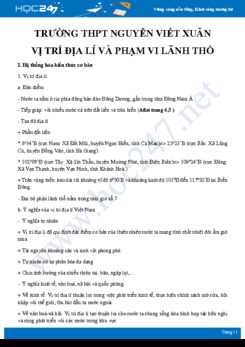 Kiến thức trọng tâm ôn tập chủ đề Vị trí địa lí và phạm vi lãnh thổ Địa lí 12 - Trường THPT Nguyễn Viết Xuân