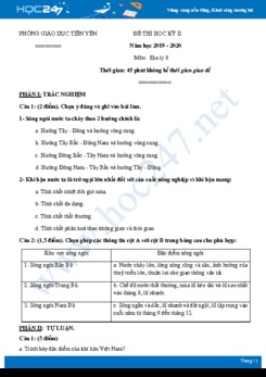 Đề kiểm tra ôn tập HK2 môn Địa lí 8 năm 2019-2020 - Phòng GD&ĐT Tiên Yên có đáp án