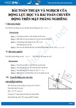 Bài toán thuận và nghịch của Động lực học và bài toán chuyển động trên mặt phẳng nghiêng môn Vật lý 10 có đáp án